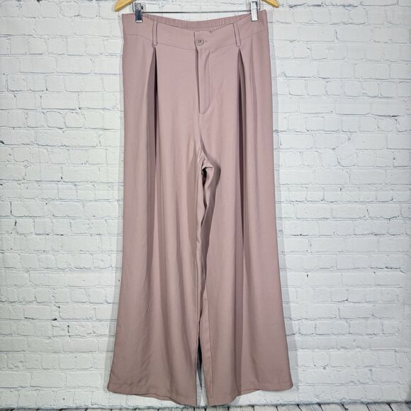 Hiute Monte Pants Women Size Large Rose Flat Wide Leg Trousure Office Preppy - Picture 2 of 9